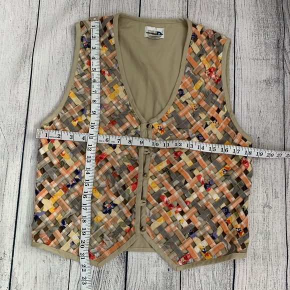 PAUL HARRIS DESIGN Basketweave Button Front Vest M - Picture 6 of 6